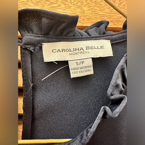 Carolina Belle Montreal Navy Bell Sleeve wt Ruffle Collar Dress Size Small - Picture 4 of 10